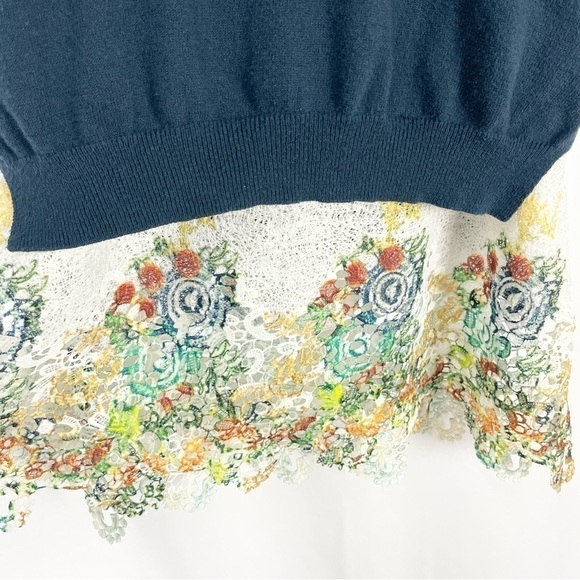 Anthropologie Moth Layered Sleeveless Knit Sweater Vest Top w /Lace Trim Medium - Picture 4 of 8